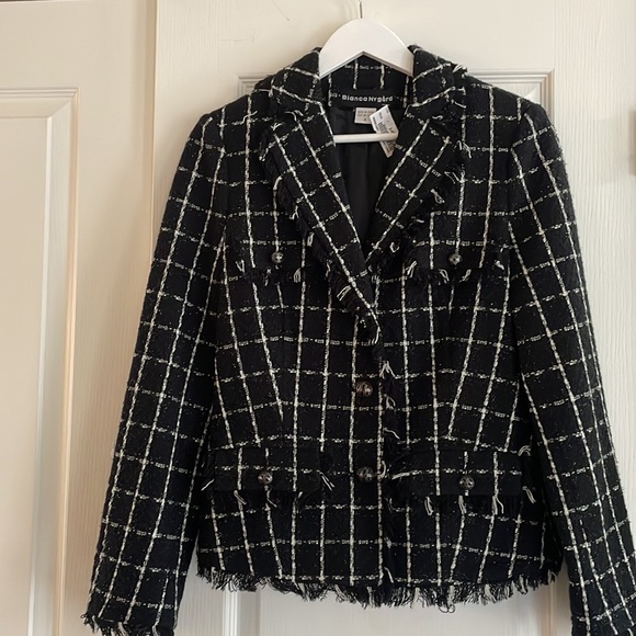Bianca Nygard Tweed Blazer Black and White Size 6 Small - Picture 1 of 13